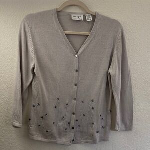Preview Collection cashmere silk Gray Cardigan Embroidery embellished classic